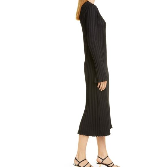 Simon Miller NEW Ribbed Black Dress Flare Sleeves Womens Size XL NWT Bodycon - Picture 9 of 16